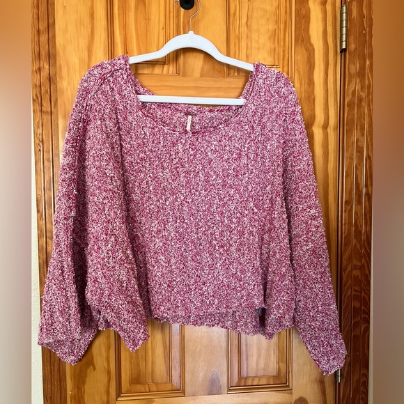 Free People Good Day Cropped Sweater Pink Size Large - Picture 4 of 9
